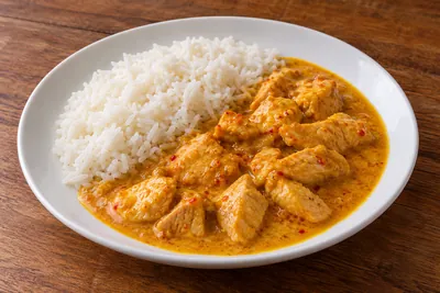 Curry ćuretina — AI ilustracija jela iz jelovnika Ručkić